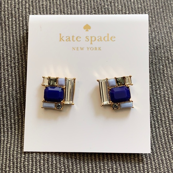 kate spade Jewelry - Kate Spade art-deco style earrings blue-tones